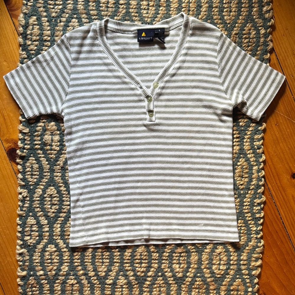 Ribbed green and white stripe women’s Shirt